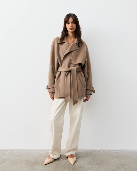 ジャケット・アウター EDWARDS Wool Trench Coat Taupe 0824_The_Curated_Double_Faced_