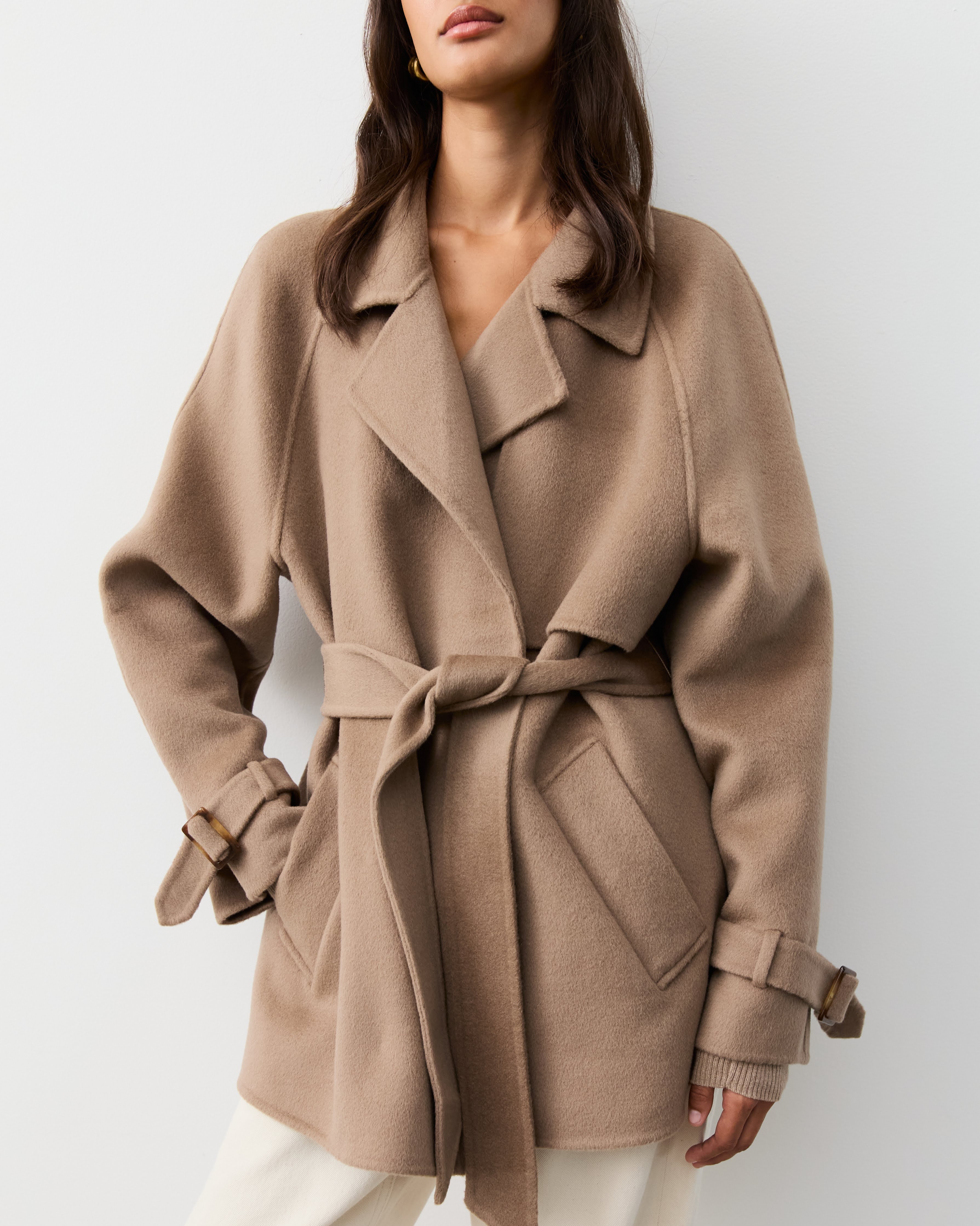The Double Faced Trench Jacket Taupe | Cashmere Wool | The Curated