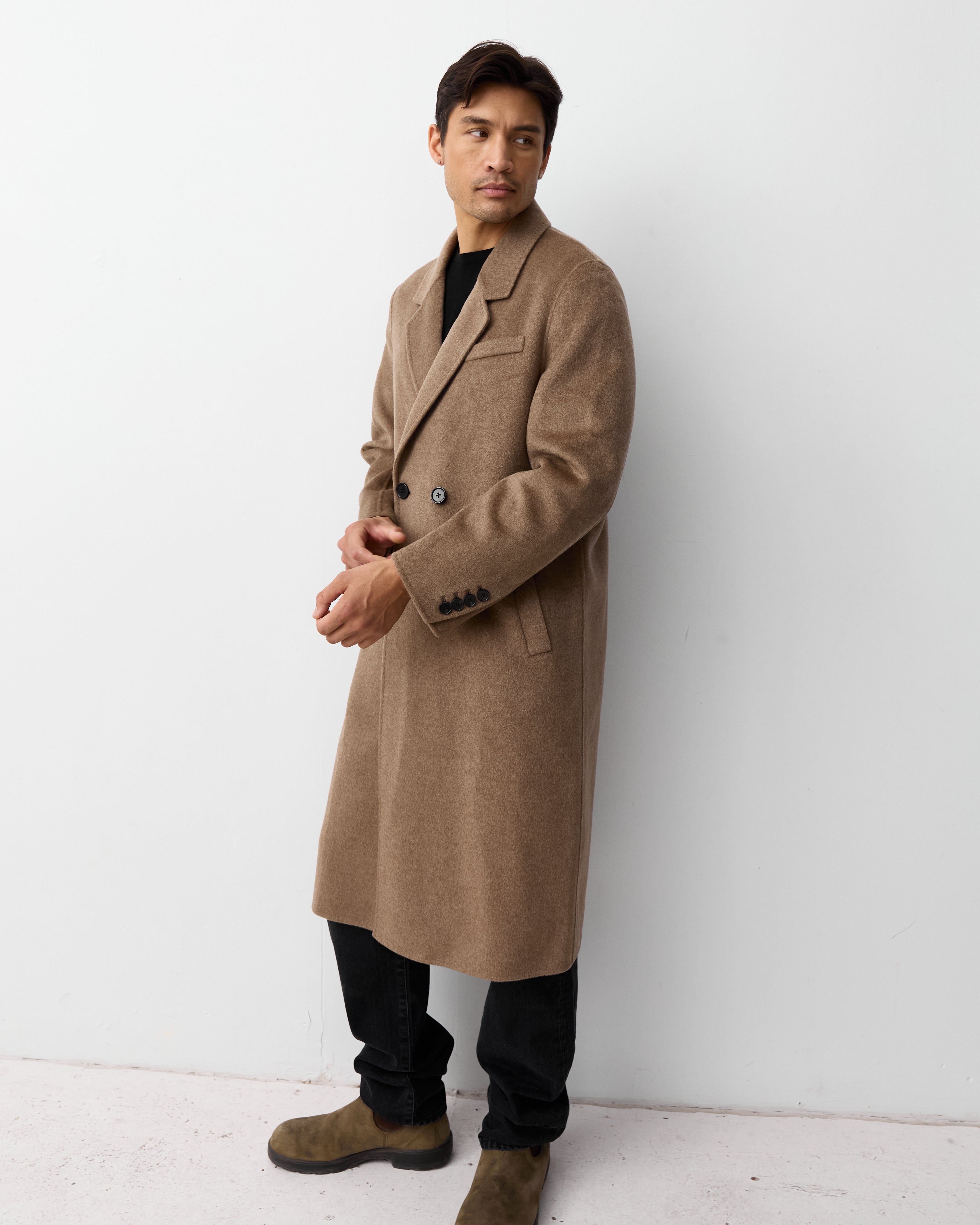 The Mens Double Breasted Coat Chocolate | Wool | The Curated AU
